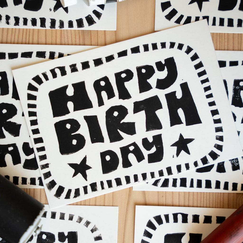 Happy Birthday - Linoldruck